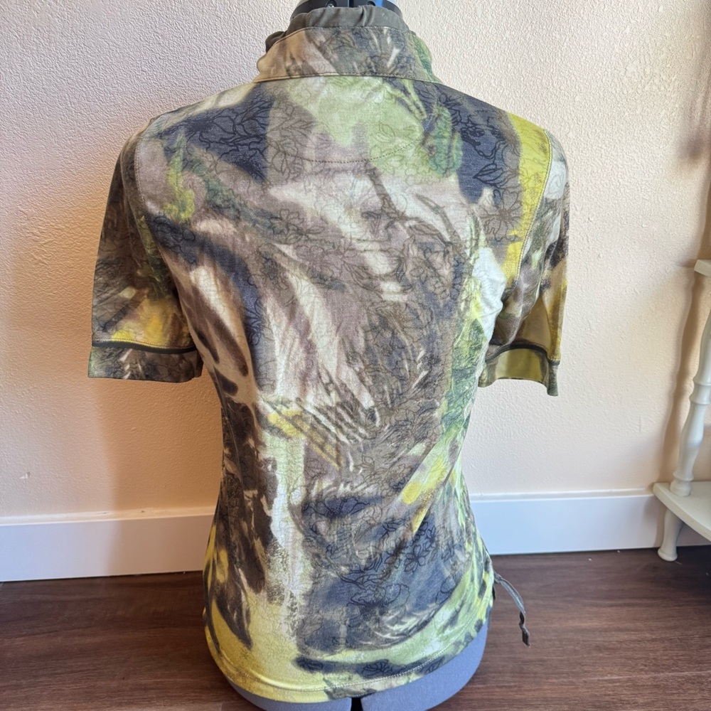 Y2K Luisa Cerano Abstract Print Zip Up Rhinestone Embellished Fairy Grunge Edgy - Picture 5 of 11